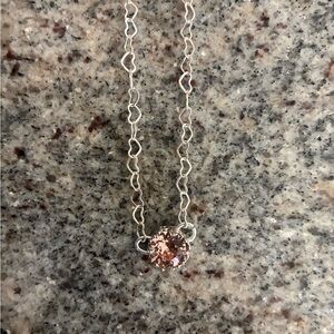 Swarovski Elements Vintage Rose Heart Flower Bezel Pendant Chain Necklace